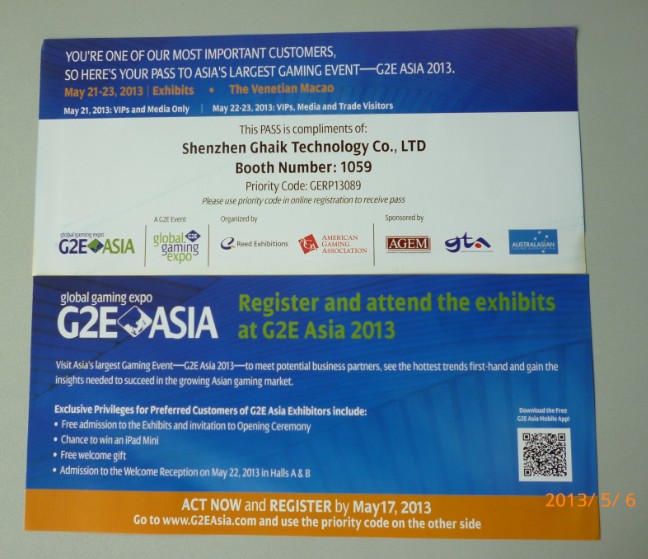 Ghaik 2013 G2E Asia Expo